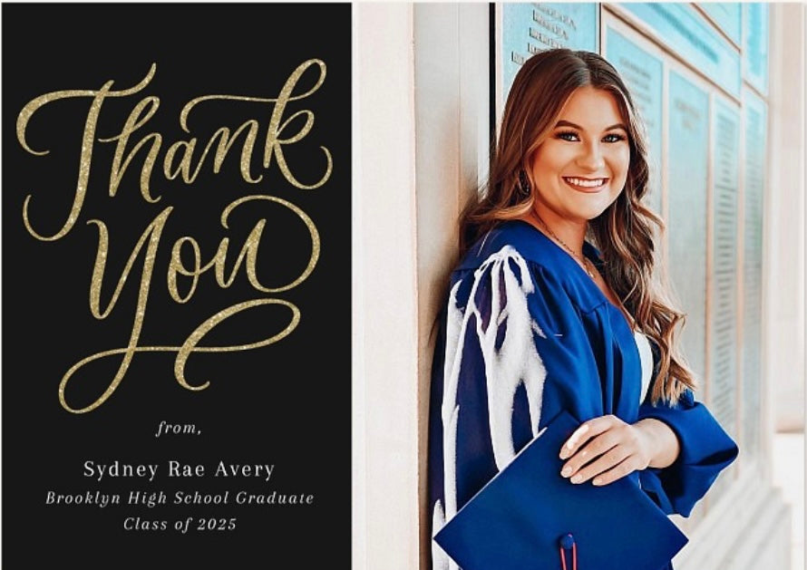 50 CUSTOM GLOSSY THANK YOU OR ANNOUNCEMENT CARDS 5X7