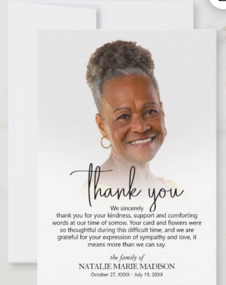 50 CUSTOM GLOSSY THANK YOU OR ANNOUNCEMENT CARDS 5X7