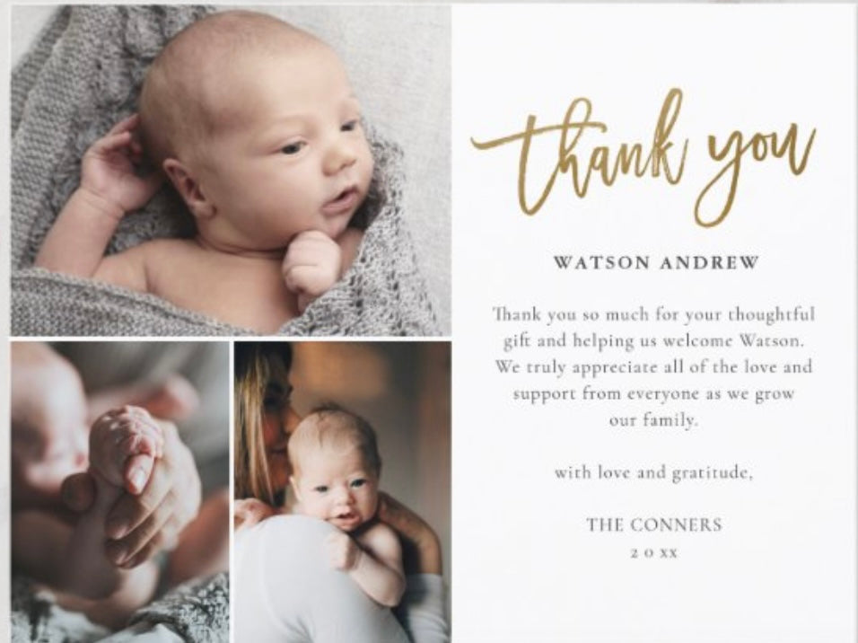 50 CUSTOM GLOSSY THANK YOU OR ANNOUNCEMENT CARDS 5X7