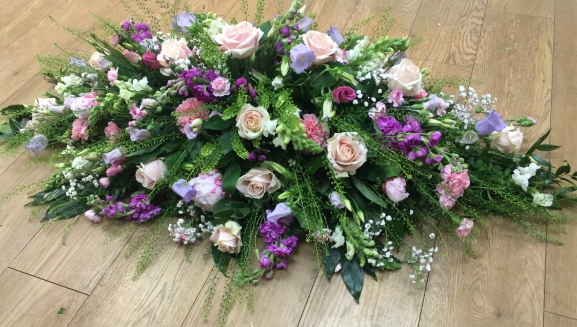 CUSTOM XL CASKET FLORAL ARRANGEMENT