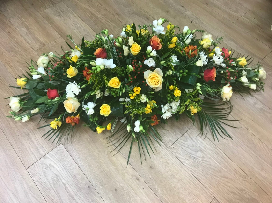CUSTOM XL CASKET FLORAL ARRANGEMENT