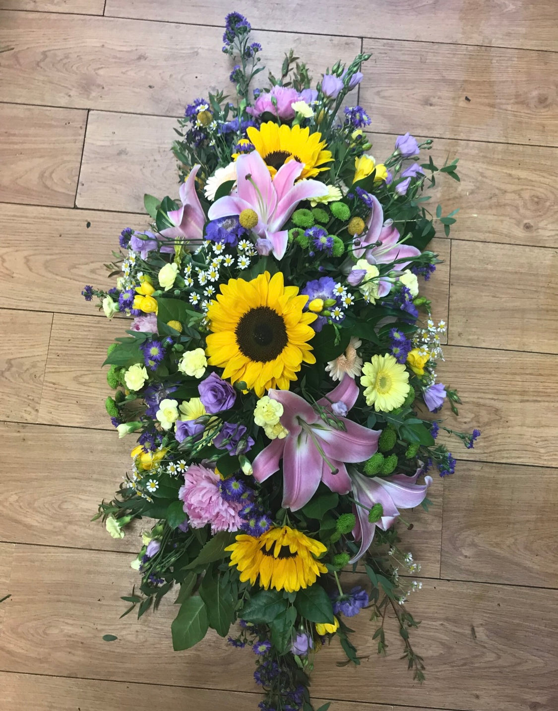 CUSTOM XL CASKET FLORAL ARRANGEMENT