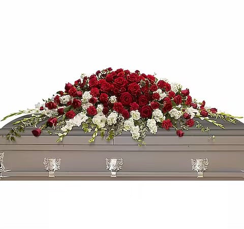 CUSTOM XL CASKET FLORAL ARRANGEMENT